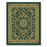 Emerald Green Traditional Persian Rug with Gold Motifs