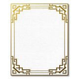 Golden Art Deco Geometric Border Rug
