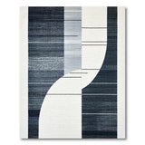 Curved Geometric Black White Area Rug