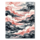 Dreamy Pink Grey Watercolor Clouds Area Rug