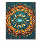 Teal Sun Mandala Southwestern Rug