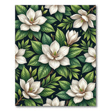 White Magnolia Floral Area Rug