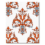 Orange Gray Baroque Damask Area Rug