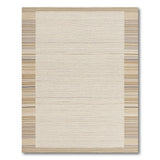 Beige Striped Border Woven Area Rug