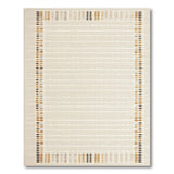 Beige Striped Rug with Tan Diamond Borders