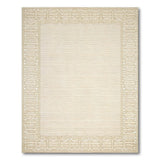 Cream Woven Rug with Ornate Oval Border