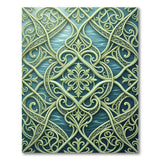 Ornate Teal Mint Filigree Area Rug