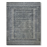 Black White Geometric Border Black and White Area Rug
