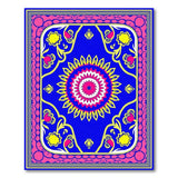 Vibrant Blue Persian Rug with Pink Sunburst Medallion