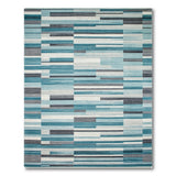 Teal Blue Grey Striped Geometric Area Rug