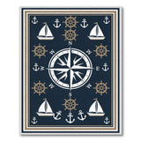 Nautical Compass Blue Area Rug with Anchors and Sailboats