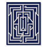 Navy Blue Geometric Labyrinth Rug
