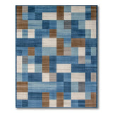 Blue Patchwork Geometric Area Rug