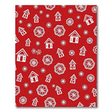Festive Red House Snowflake Pattern Rug