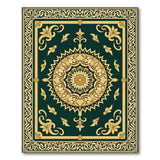 Emerald Green Gold Medallion Persian Area Rug