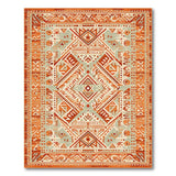 Terracotta Teal Southwestern Geometric Area Rug