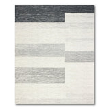 Black and White Modern Grey Block Stripe Area Rug