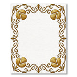Ornate Golden Filigree Border Area Rug