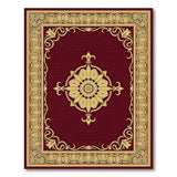 Opulent Red Area Rug with Gold Floral Medallion