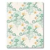 Teal Leaf Swirl Gold Star Area Rug