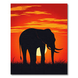 Washable African Elephant Sunset Low Pile Area Rug