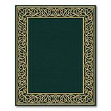 Elegant Emerald Green Rug with Ornate Gold Border