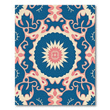Navy Blue Persian Floral Area Rug with Pink Accents