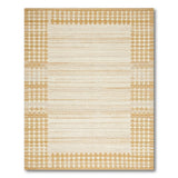 Geometric Beige Area Rug with Gold Hexagon Borders