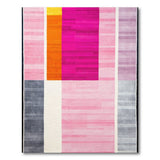 Vibrant Geometric Stripe Area Rug in Pink Orange Grey