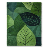Green Overlapping Leaves Area Rug