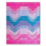 Vibrant Pink Teal Geometric Wave Area Rug