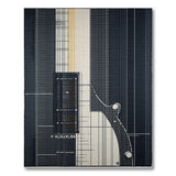 Modern Geometric Grid Blueprint Area Rug