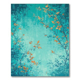 Distressed Teal Autumn Leaves Area Rug