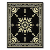 Gold and Silver Ornate Black Gold Persian Medallion Area Rug