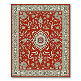 Rich Red Persian Area Rug with Floral Medallion
