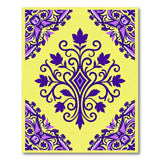 Vibrant Purple Floral Mandala Yellow Area Rug