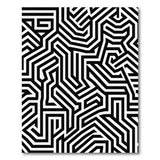 Black and White Bold Black White Maze Labyrinth Area Rug