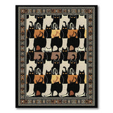 Black White Cat Silhouette Area Rug