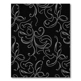 Elegant Grey Swirl Floral Black Area Rug
