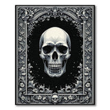 ODIKA Gothic Skull Washable Area Rug - Vintage Floral Low Pile Non-Slip Living Room Carpet