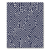 Geometric Modern Navy Maze Labyrinth Geometric Area Rug