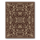 Ornate Cream on Chocolate Floral Area Rug