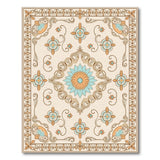 Teal Floral Medallion Cream Persian Area Rug