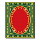 Opulent Green Frame Gold Accents Red Oval Persian Rug