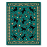 Playful Black Cats Teal Area Rug