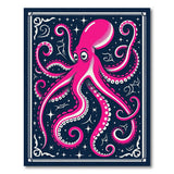 Starry Pink Cartoon Octopus Area Rug
