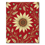 Red Sunflower Poppy Floral Area Rug