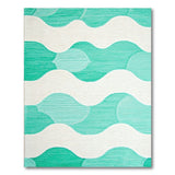 Teal Ocean Wave Coastal Area Rug