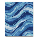 Coastal Blue Ocean Waves Washable Area Rug