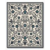 Teal Floral Vintage Cream Area Rug